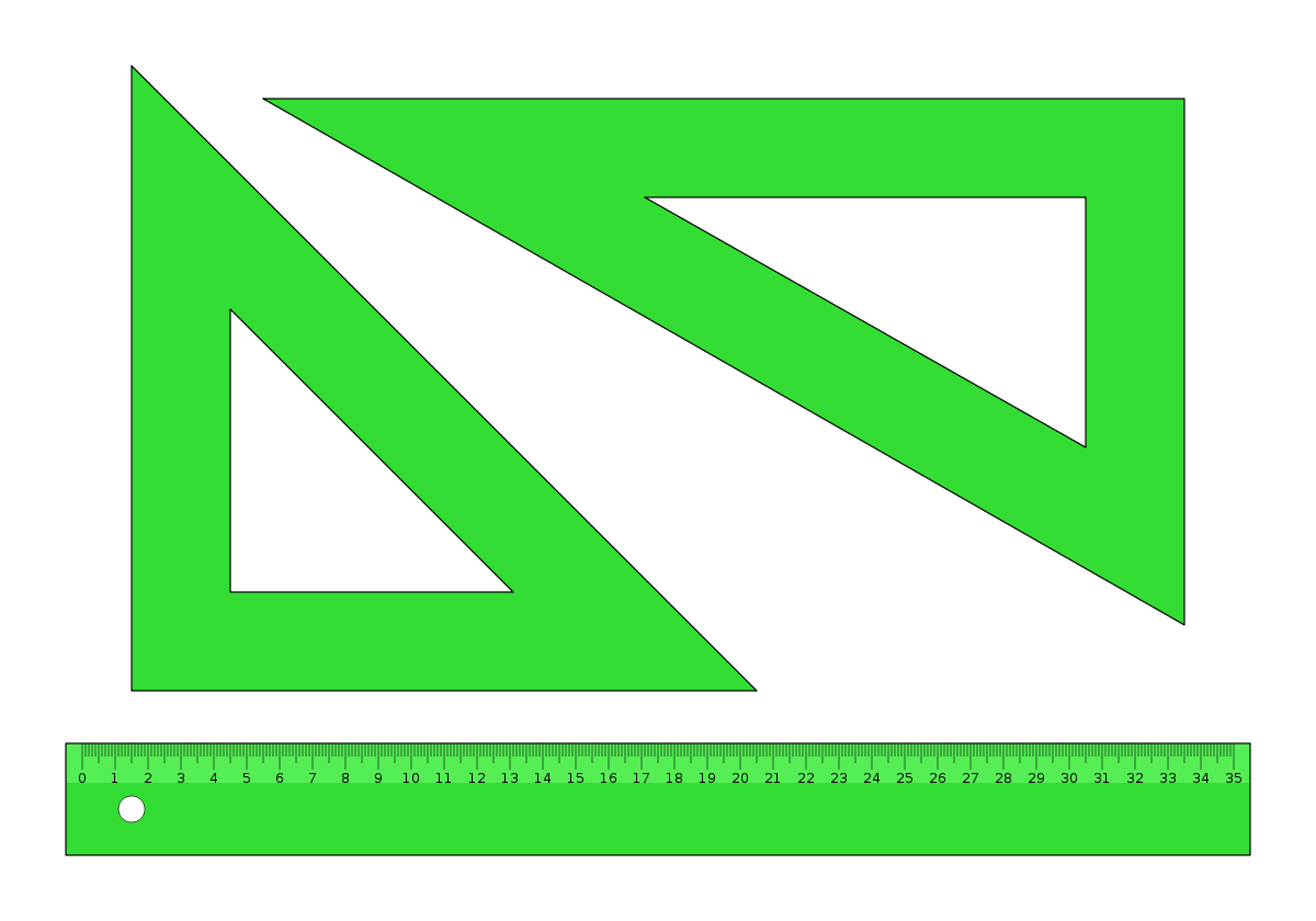 Triangles and Green Square Logo - Set square