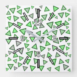 Triangles and Green Square Logo - Triangle Shape Wall Clocks | Zazzle UK