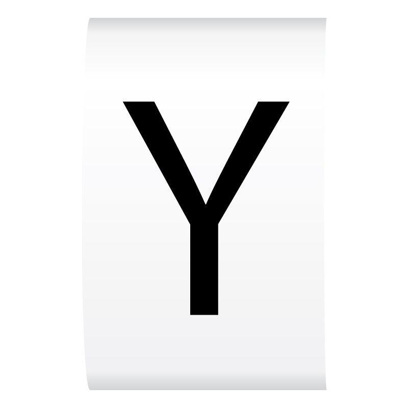 Black K and Y Logo - K-Type Black on White Cable Markers - Letter Y - Cablecraft