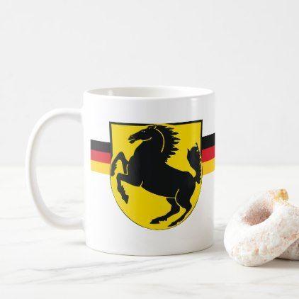 Black Horse with Gold Shield Logo - Black Horse on gold shield with German flag Coffee Mug in 2018