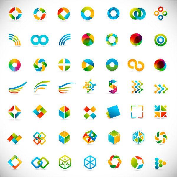 Abstract Logo - Set of colored abstract logo design elements vector Free vector in ...