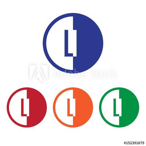 Orange Half Circle Logo - LI initial circle half logo blue, red, orange and green color