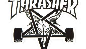 Skeleton Thrasher Logo - Thrasher Skategoat Patch 3.75' x 3.875' White