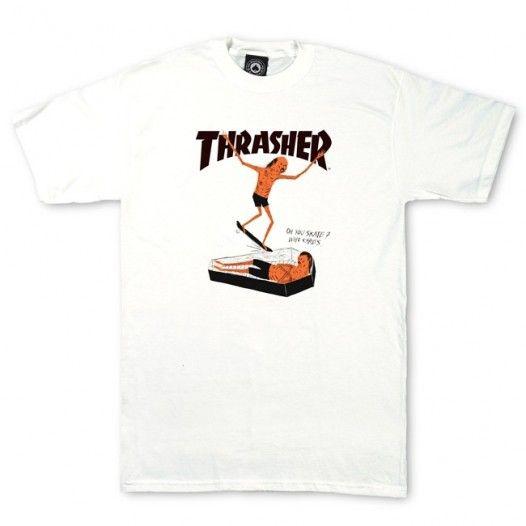 Skeleton Thrasher Logo - Thrasher - Neckface Tee White