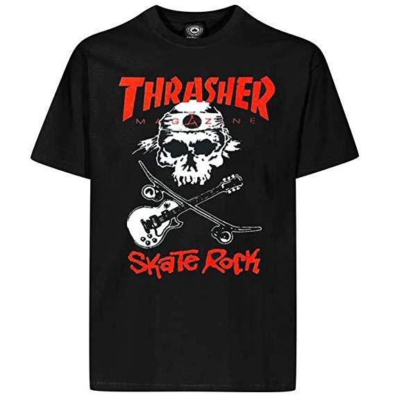 Skeleton Thrasher Logo - Thrasher Skate Rock T Shirt black: Amazon.co.uk: Clothing