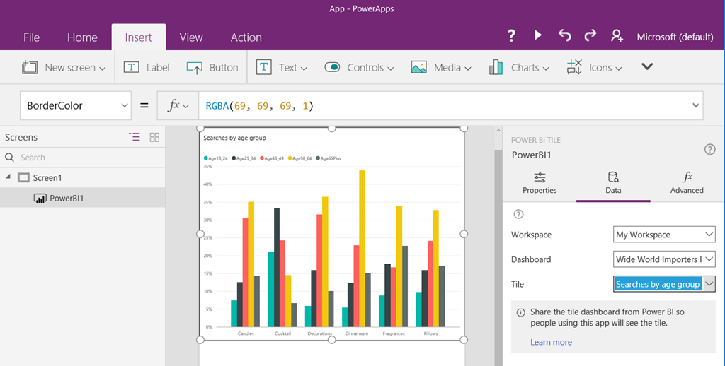 Bi Microsoft Power Apps Logo - Embed Power BI tiles in PowerApps