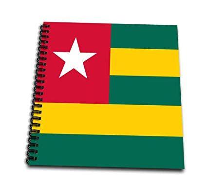 Red Square with White Rectangle Logo - 3DRose Flag Of Togo Green And Yellow Stripes Red Square