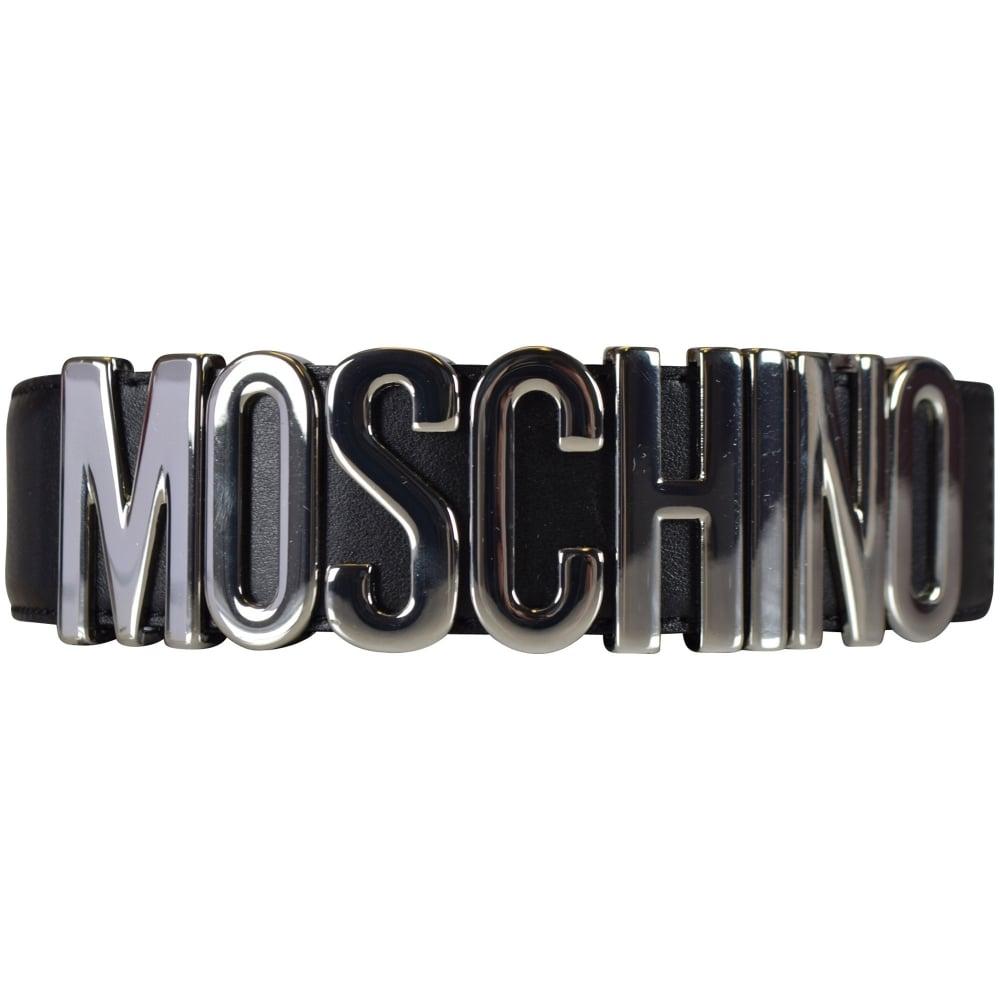 Black and Silver Logo - MOSCHINO Moschino Black/Silver Logo Belt