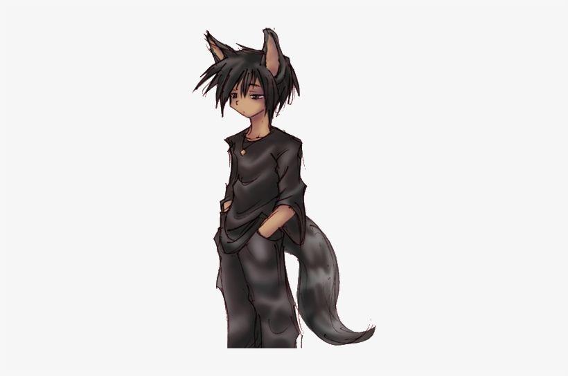 Anime Red Wolf Logo - Anime Boy With Cat Ears And Tail Anime Boy With - Black And Red Wolf ...
