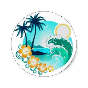 Tropical Surf Logo - Hawaiian Surf Stickers & Labels | Zazzle UK