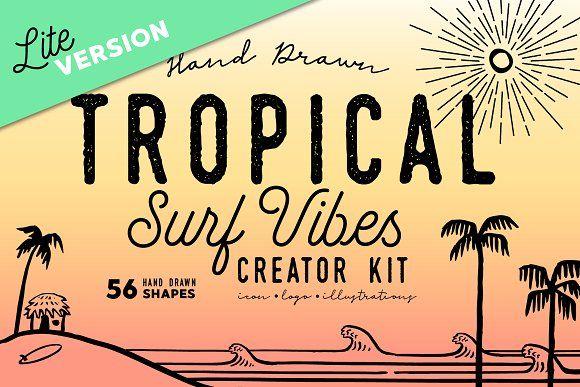 Tropical Surf Logo - Lite-Tropical Surf Vibes-Creator Kit ~ Illustrations ~ Creative Market