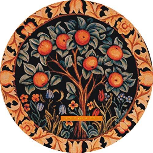 Round Orange Tree Logo - Beautiful Art and Crafts William Morris Orange Tree and flowers 9cm ...