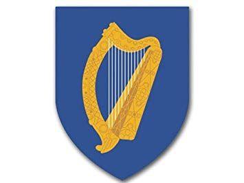 Harp Shaped Logo - Irish Coat Arms (Celtic Harp on Blue) Shield Shaped