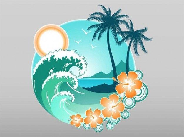 Tropical Surf Logo - Tropical Beach graphical vector element. packaging. Art, Vector