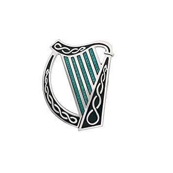 Harp Shaped Logo - Sea Gems Celtic Lands Fine Enamel Large Harp Shaped Brooch