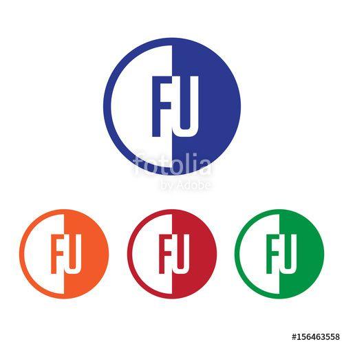 Orange Half Circle Logo - FU initial circle half logo blue,red,orange and green color