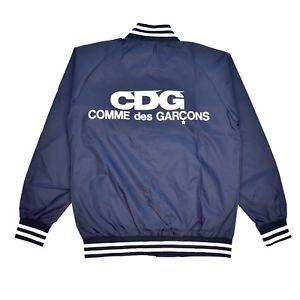 CDG Blue BAPE Logo - NWT Comme Des Garcons JAPAN Men's Navy CDG Logo Nylon Coach's Jacket ...