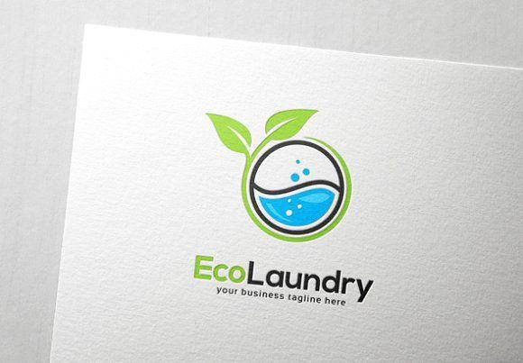 Laundry Logo - Eco Laundry Logo ~ Logo Templates ~ Creative Market