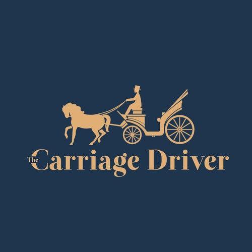 Blue Horse and Driver Logo - Playful logo and business cards for horse cart company. Logo