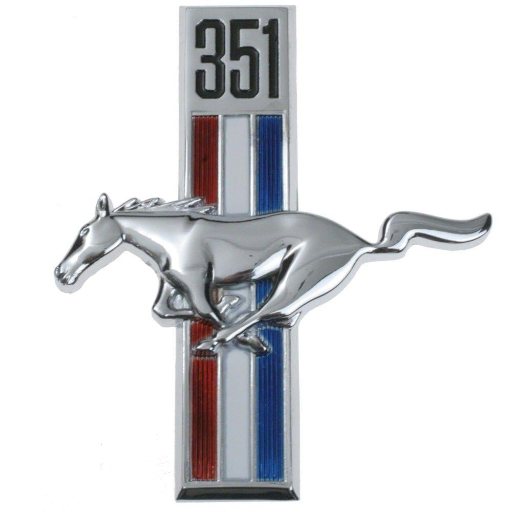 Blue Horse and Driver Logo - C7ZZ 16229 W Running Horse 351 Fender Emblem Pin On 65 1968