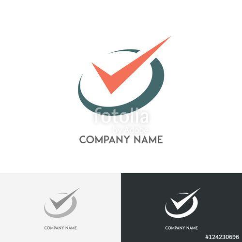 Red Check Mark Company Logo - Time logo - clock with check mark on the white background