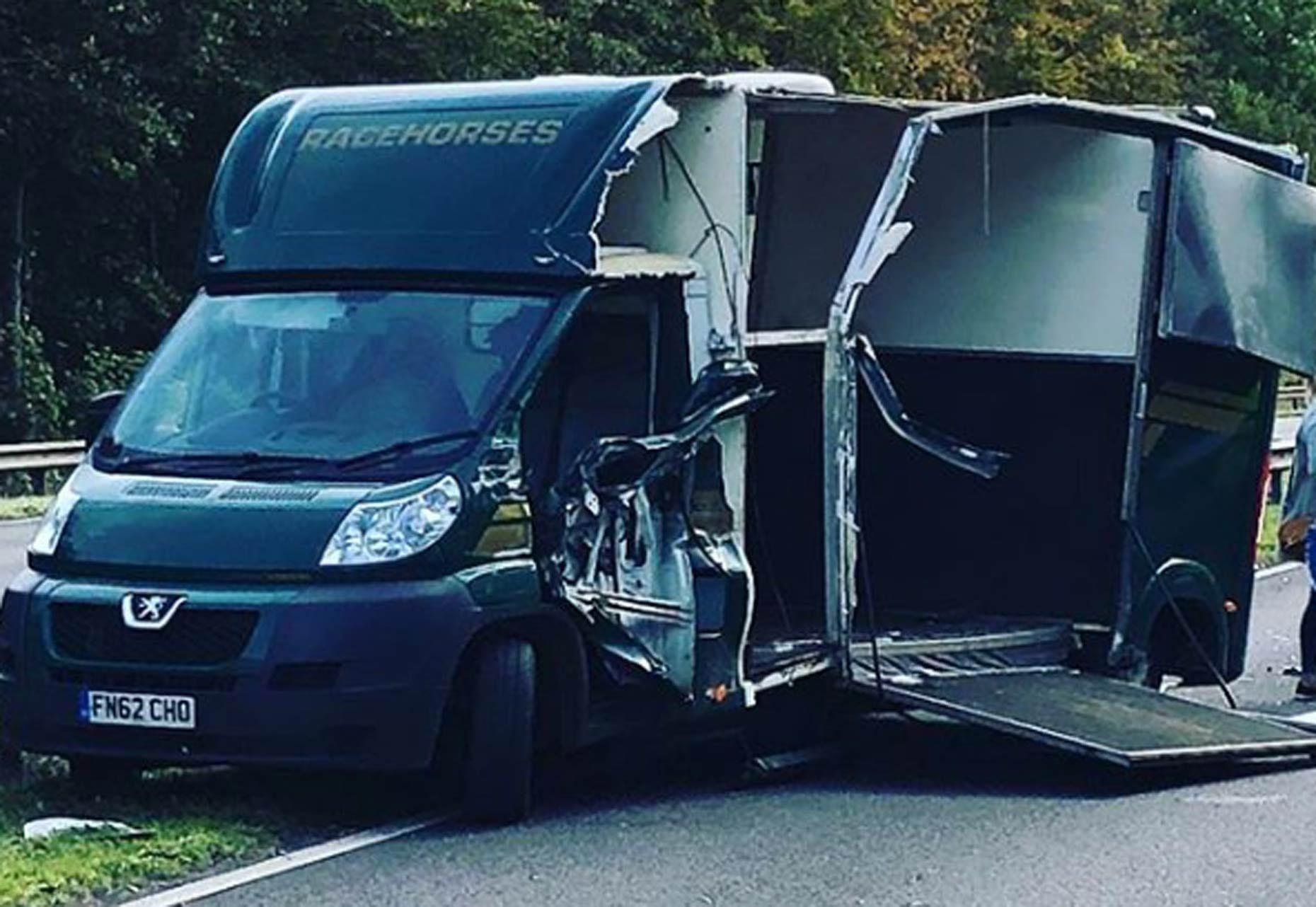 Blue Horse and Driver Logo - Lorry driver flees scene of A1 horse box crash