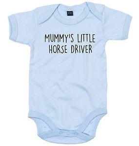 Blue Horse and Driver Logo - HORSE DRIVER BODY SUIT PERSONALISED MUMMY'S LITTLE BABY GROW NEWBORN