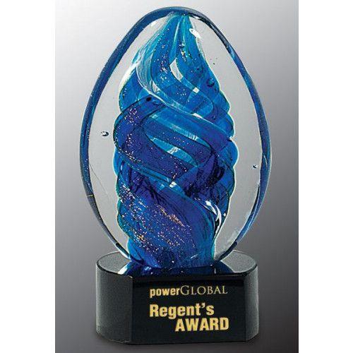 Blue Oval Swirl Logo - AGS18 Blue Oval Swirl Glass Art Award