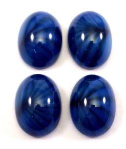 Swirling Blue Oval Logo - Qty 4 - NEW 14x10mm Star/Swirl Striped Blue Oval Opaque Glass ...
