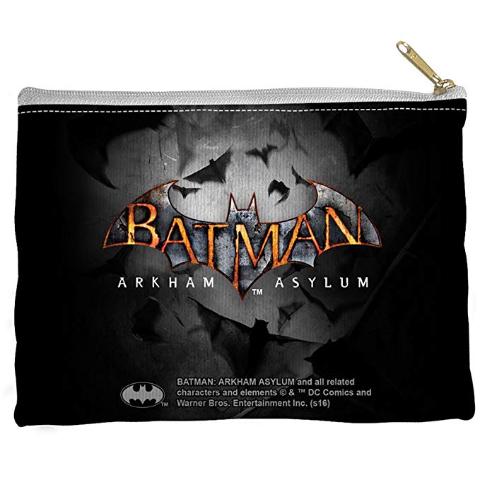 Batman Arkham Asylum Logo - Amazon.com: Batman Arkham Asylum - Logo Zipper Pouch 9 x 6in: Clothing