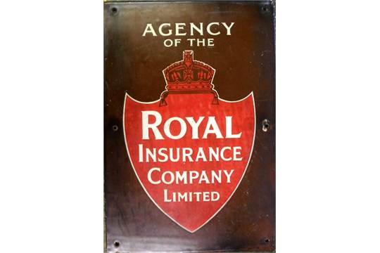 Red Shield Insurance Logo - Enamel sign – “Agency Of The Royal Insurance Company Ltd”. Depicts a ...