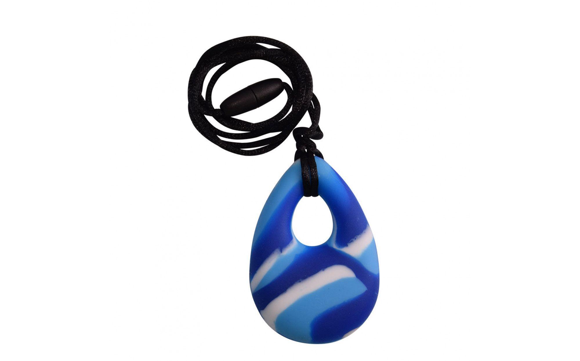 Swirling Blue Oval Logo - Oval Chewy Pendant- Blue Swirl