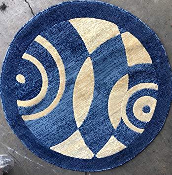Swirling Blue Oval Logo - Modern Round Area Rug Blue Abstract Swirl Design 515 4