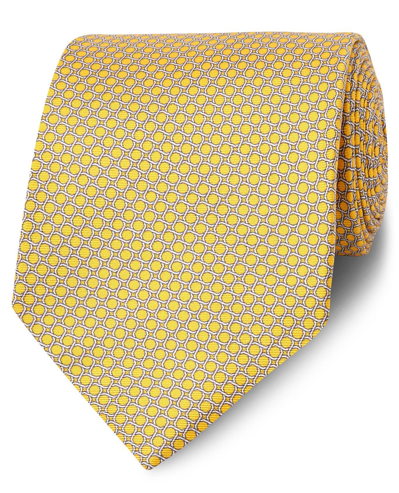 Grey Yellow Circle Logo - Yellow Circle Link Print Silk Tie