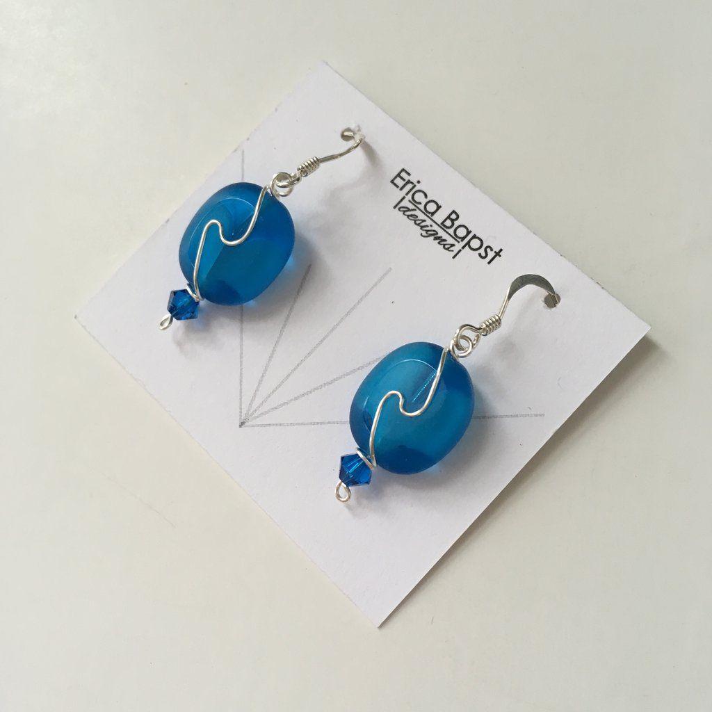 Swirling Blue Oval Logo - Shop Oval Swirl Earrings in Caribbean Blue Glass – Adorn Jewelry and ...