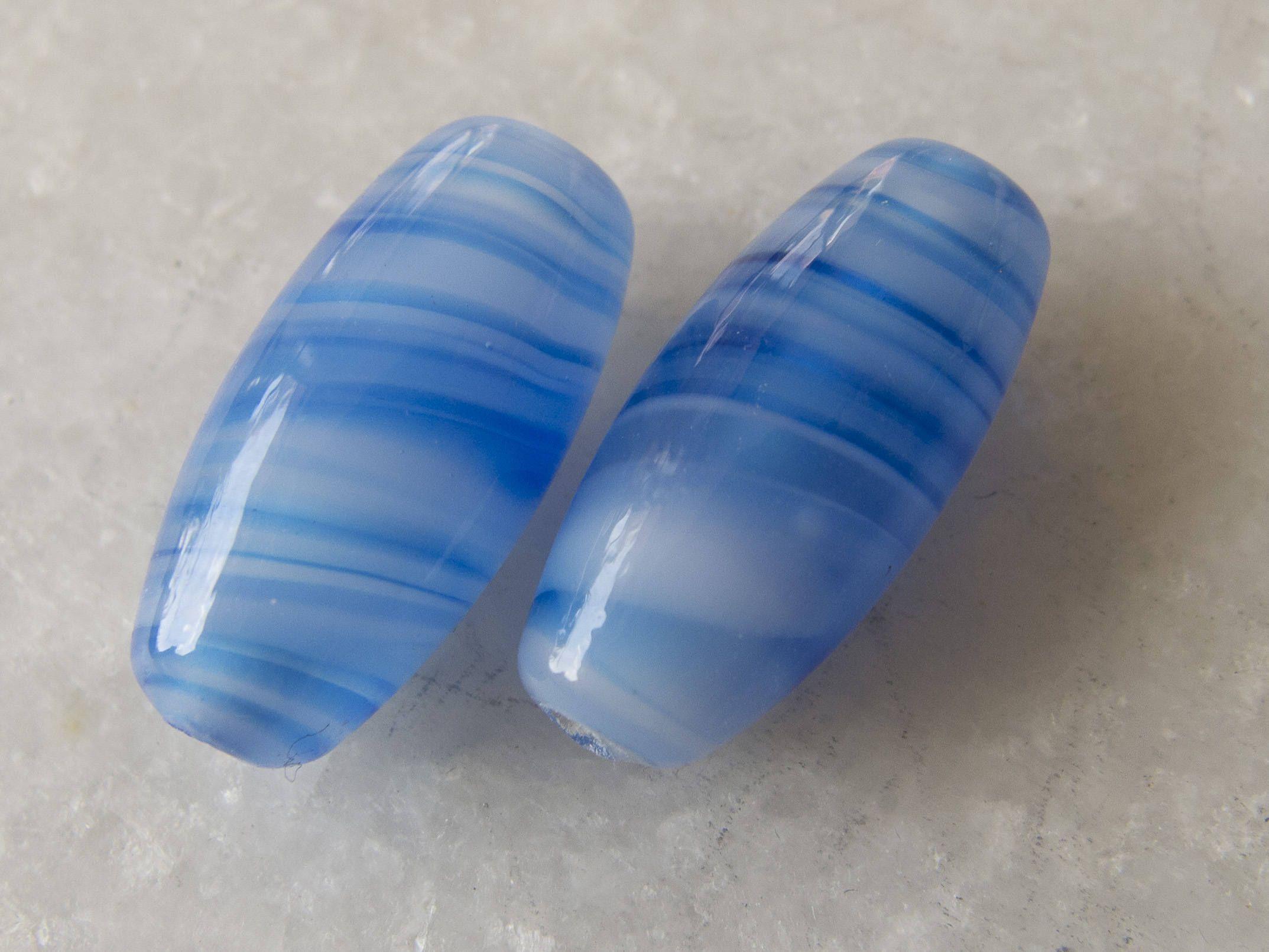 Swirling Blue Oval Logo - Vintage Japan Swirled Blue Handmade Lampwork Glass Beads | Etsy