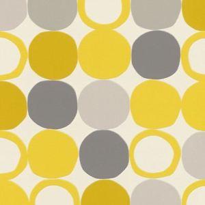 Grey Yellow Circle Logo - Details about Spots Circles Yellow Grey Retro Wallpaper Textured Vinyl  Paste Wall Washable