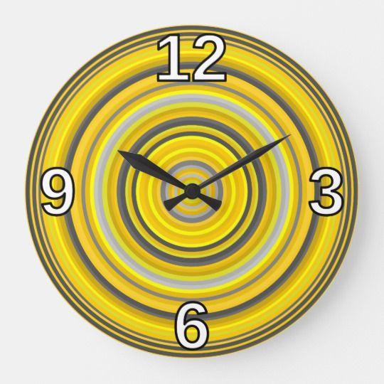 Grey Yellow Circle Logo - Yellow & Grey Nested Circles Pattern Clock