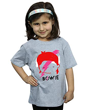 Lightning Bolt Sport Logo - David Bowie Girls Lightning Bolt Sketch T-Shirt 7-8 Years Sport Grey ...