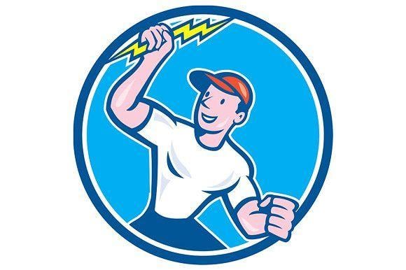 Lightning Bolt Sport Logo - Electrician Holding Lightning Bolt C Illustrations Creative Market