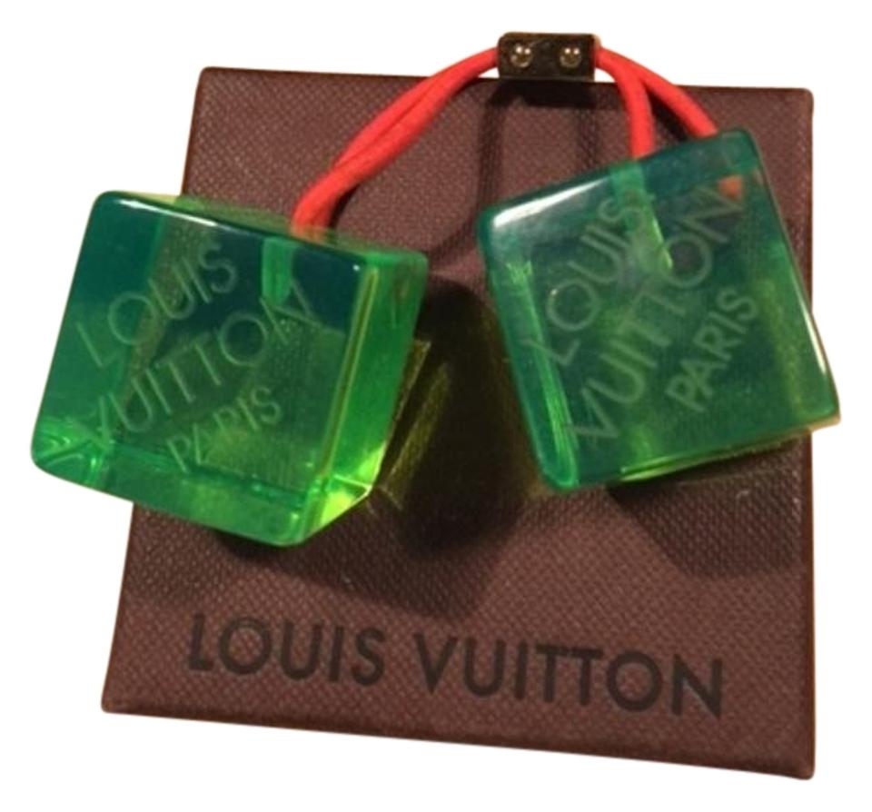 Louis Vuitton Green Logo - Louis Vuitton Green Limited Edition Cubes Logo Hair Accessory