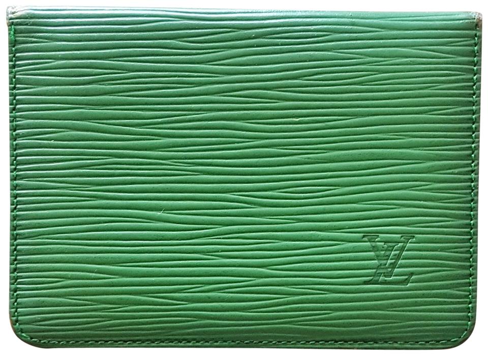 Louis Vuitton Green Logo - Louis Vuitton Epi Green Lv Logo Leather Bi Fold Id Credit Card ...