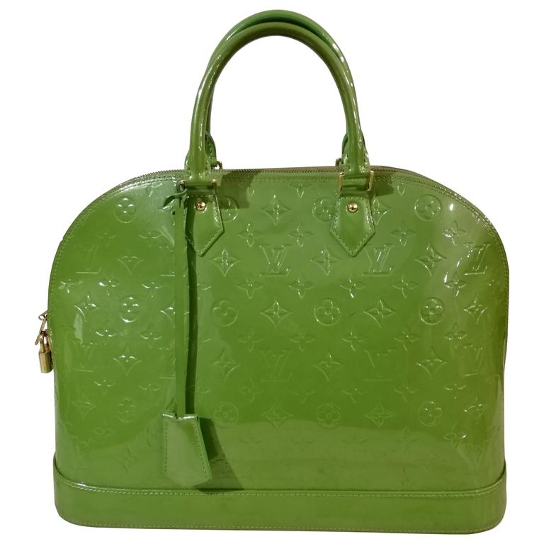 Louis Vuitton Green Logo - Louis vuitton Green Vernis Alma Gm at 1stdibs