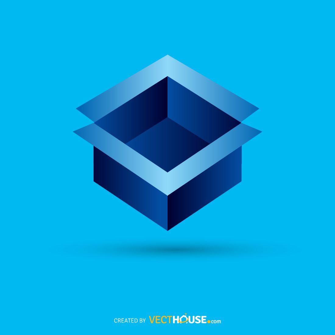 Open Blue Box Logo - Blue 3D Open Box Design – VECTHOUSE