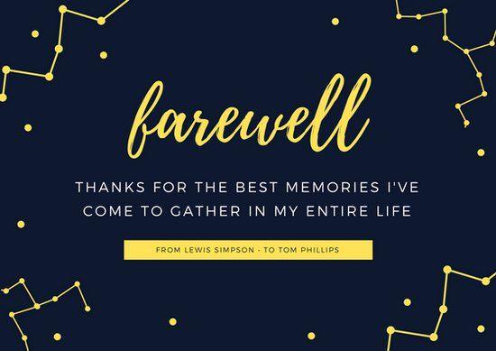 Dark Blue and Yellow Logo - Dark Blue and Yellow Constellation Farewell Card