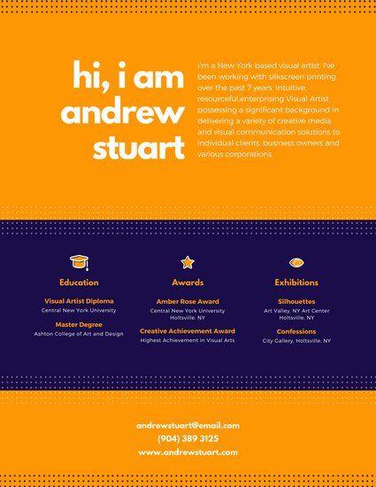 Dark Blue and Yellow Logo - Dark Blue and Orange Dotted Visual Designer Resume