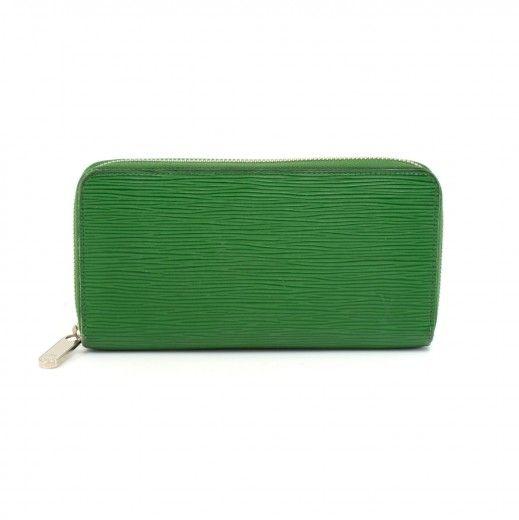 Louis Vuitton Green Logo - Louis Vuitton Louis Vuitton Green Epi Leather Zippy Long Wallet