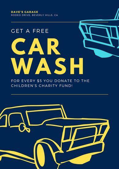 Dark Blue and Yellow Logo - Dark Blue and Yellow Car Wash Poster