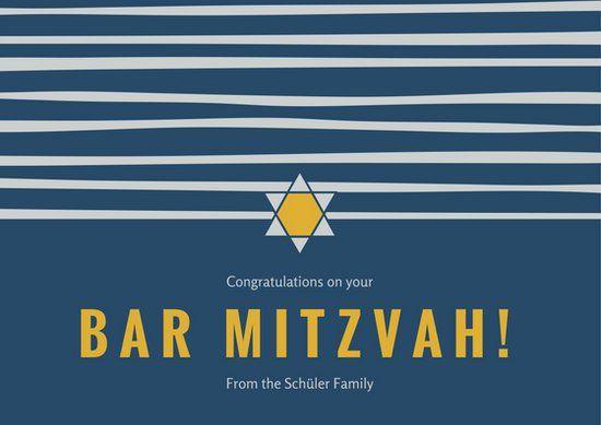 Dark Blue and Yellow Logo - Yellow & Blue Stripes Background Bar Mitzvah Greeting Card