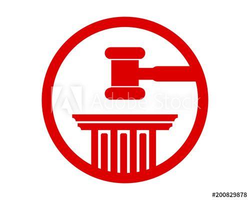 Red Law Logo - red hammer of justice equality law court judge image vector icon